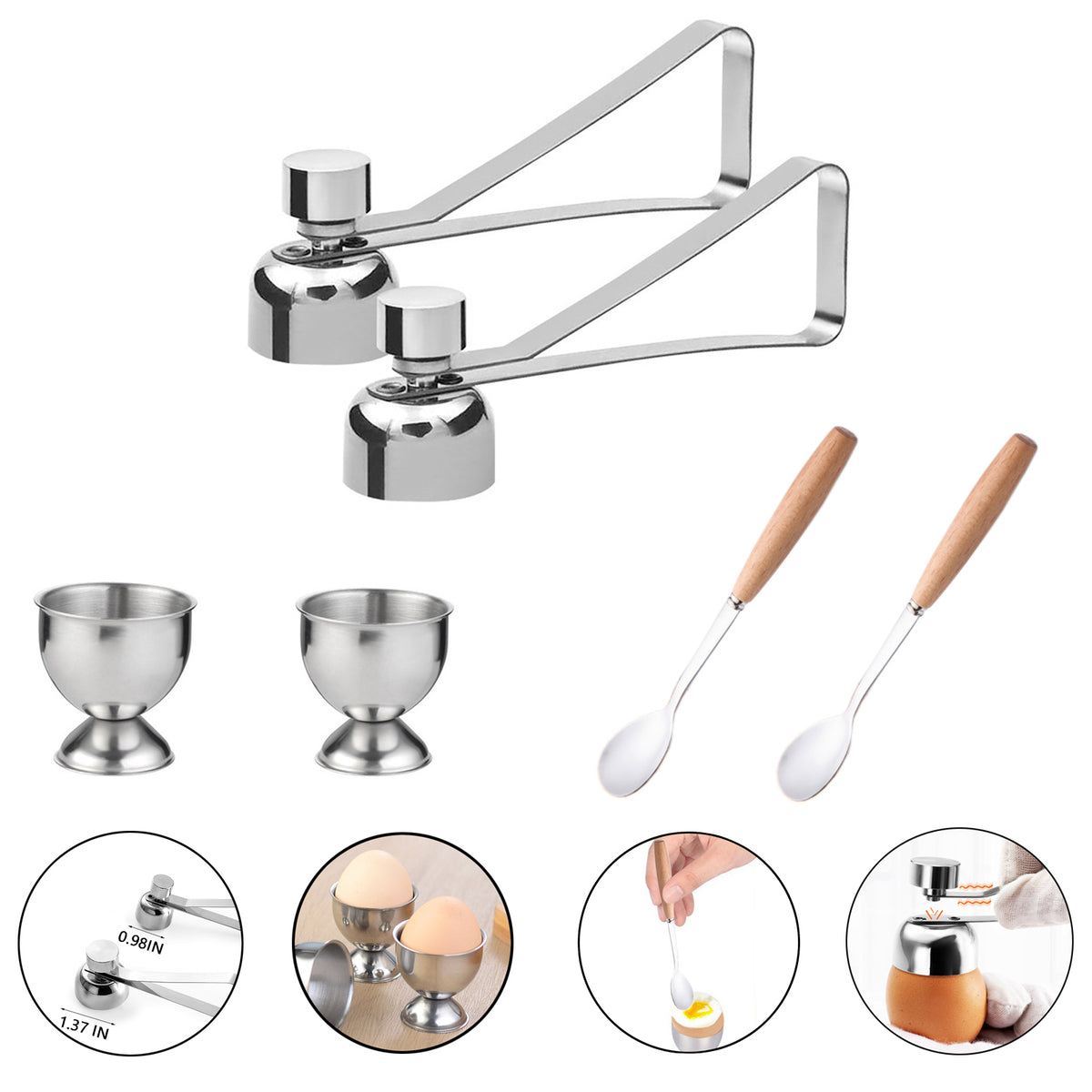 DWEARTY Egg Separator Kit - Egg Slicer, Egg Piercer for Hard Boiled Eggs,  Soft Boiled Egg Holder, and Egg Cracker Topper Set - Specialty Food Grade  Stainless Steel Kitchen Tool - Yahoo Shopping